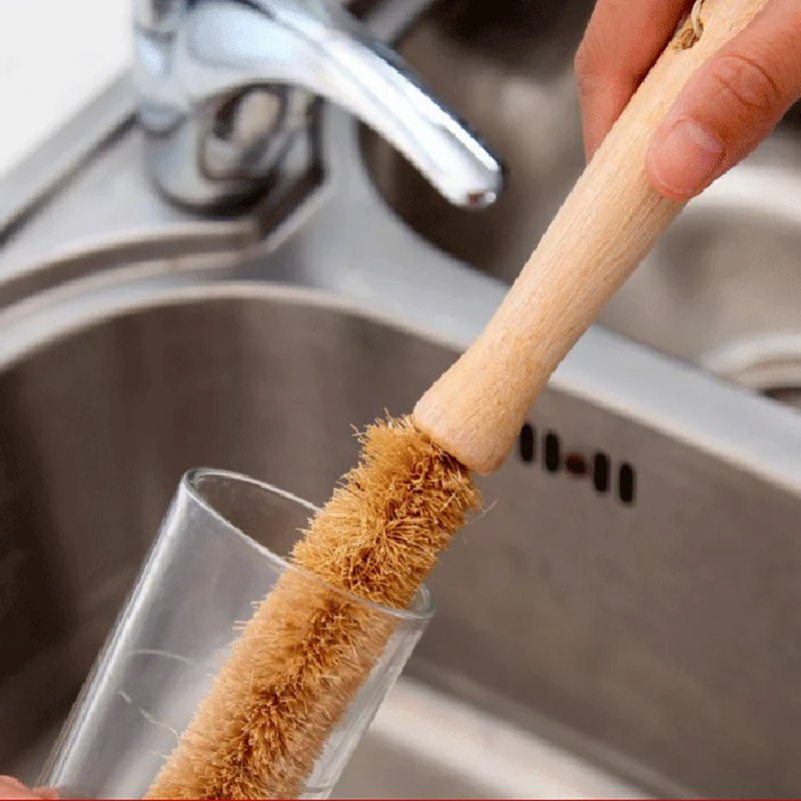 Dish Brush Bamboo - Coconut Palm Cup Brush Wooden Long
