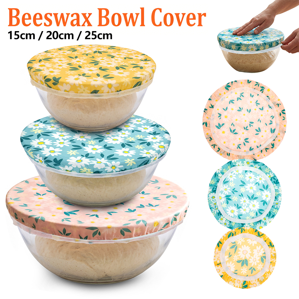 Beeswax Food Cover - 3Pcs Beeswax Bowl Cover Reusable Cotton