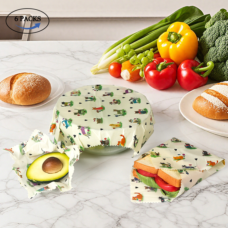 Beeswax Food Cover - 6 Packs (2S. 2M, 2L) reusable