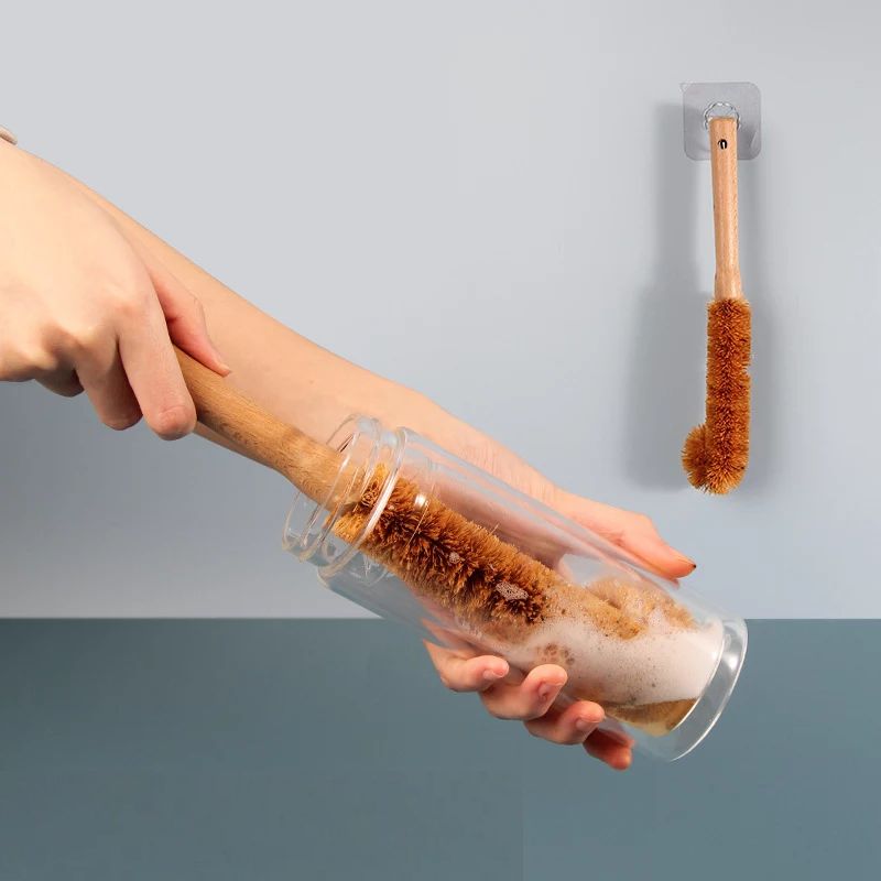 Dish Brush Bamboo - Kitchen Sink Cleaning Brush Natural Coir