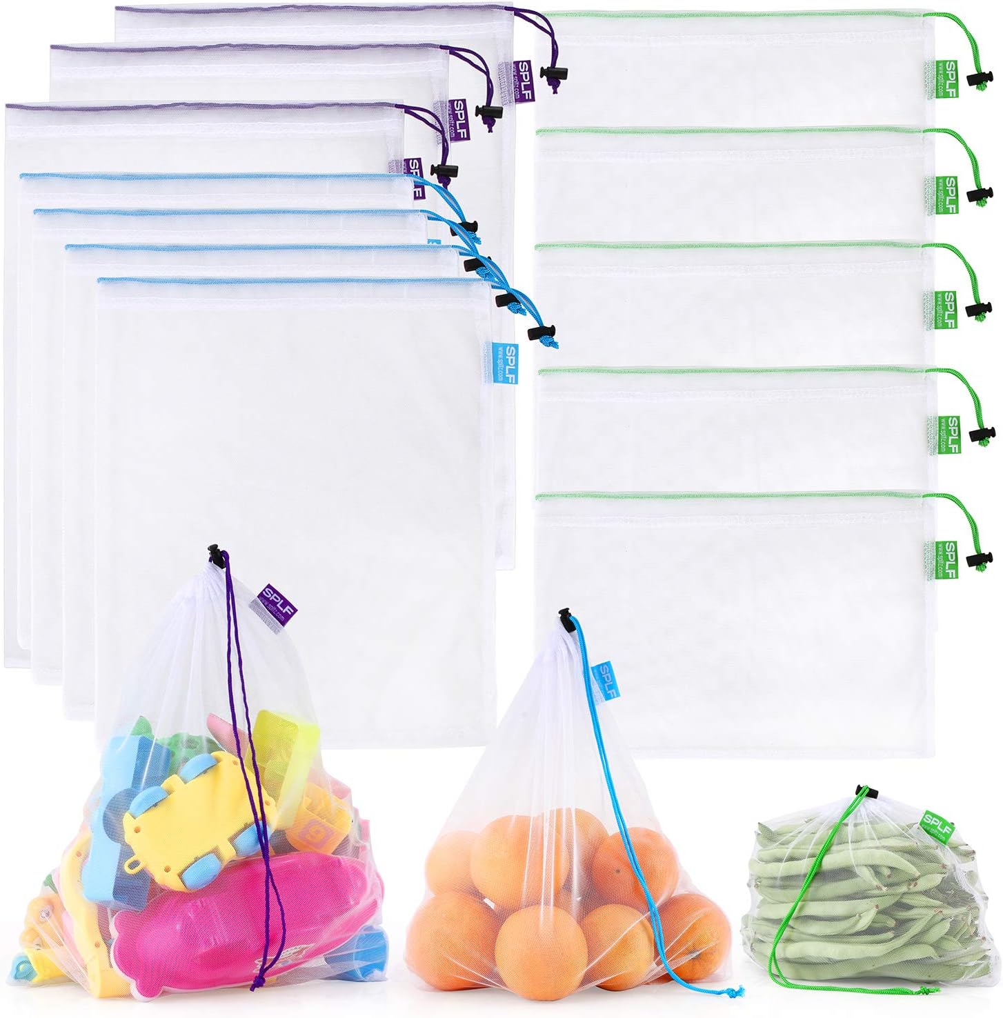 Reusable Produce Bag - 12 Pcs Reusable Mesh Produce Bags,