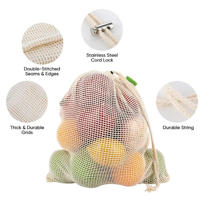 Biodegradable fruit mesh bag   – обзор и цена Reusable Produce Bag