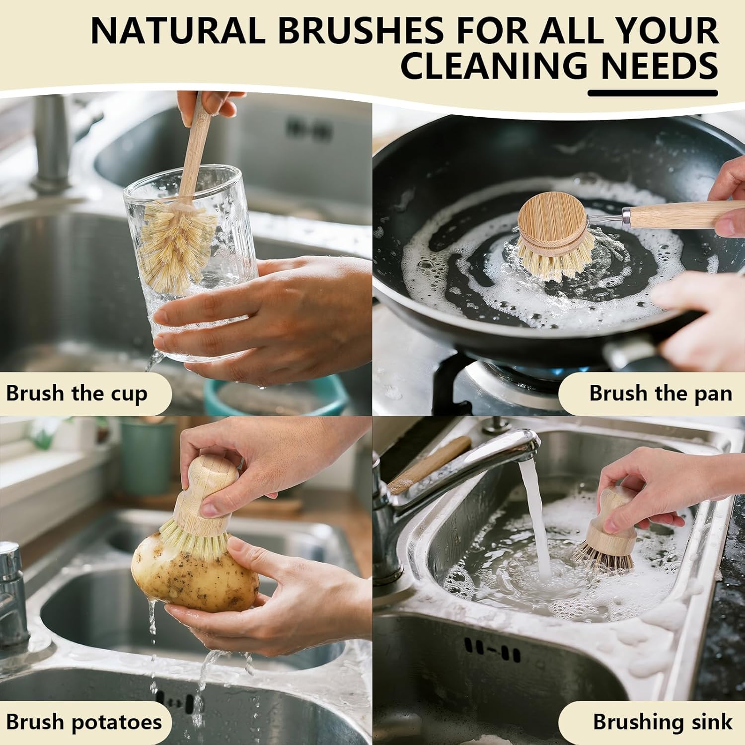 5 Pack Bamboo Dish Brush Set w – обзор и цена Dish Brush Bamboo