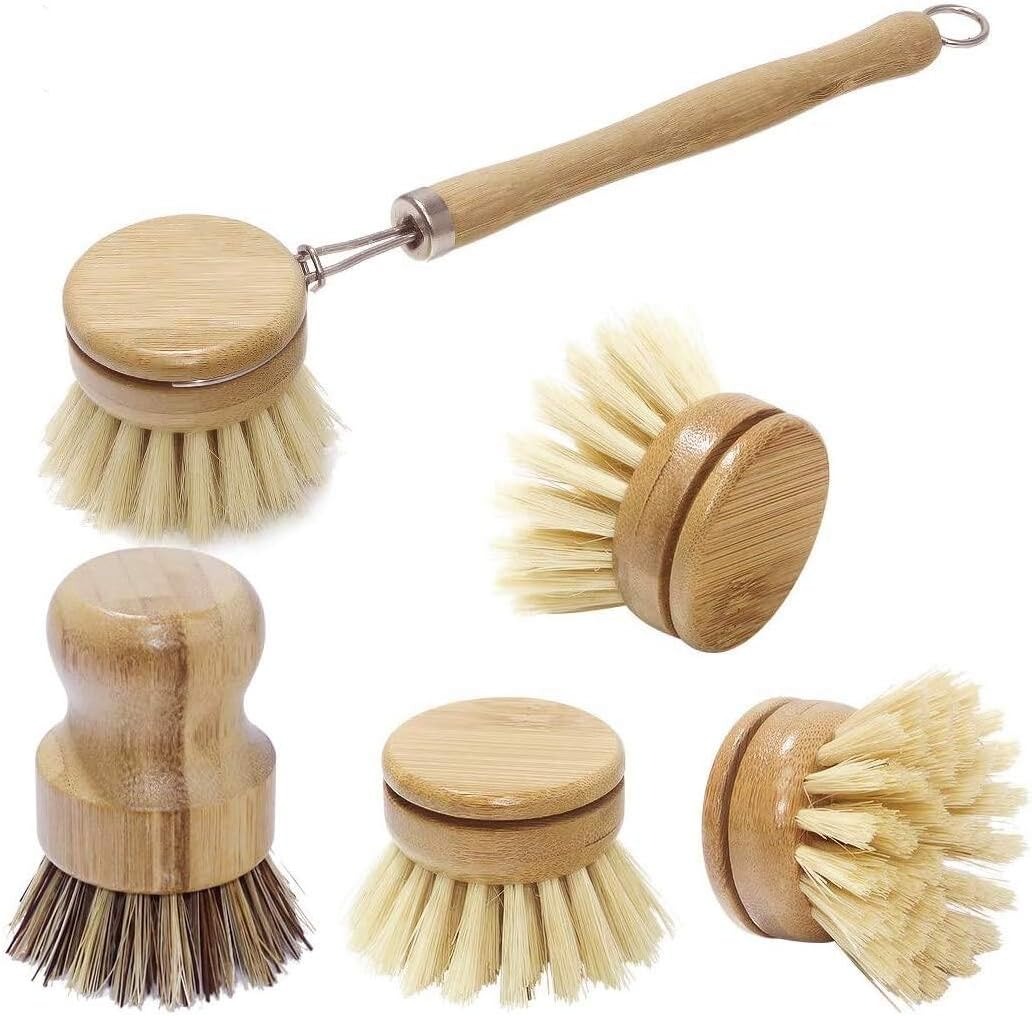 Bamboo Dish Scrub Brushes, Kit – обзор и цена Dish Brush Bamboo