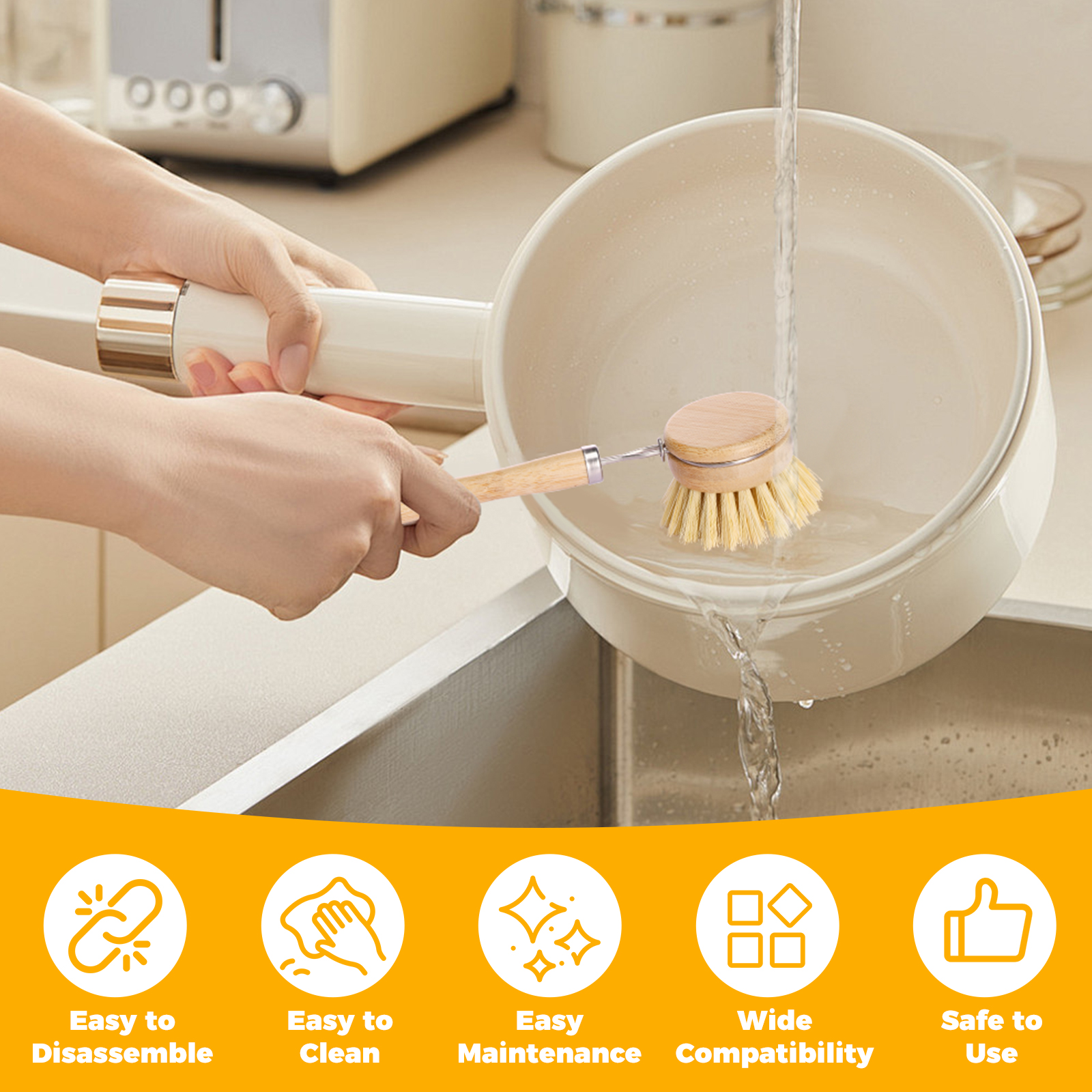 4/5Pcs Bamboo Dish Brush Set P – обзор и цена Dish Brush Bamboo