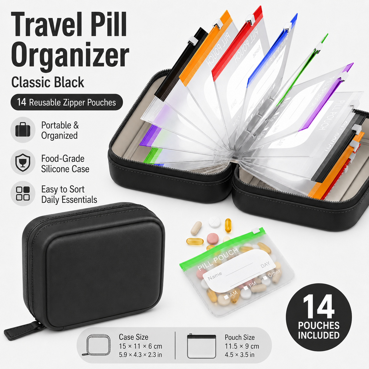 Travel Pill Organizer with 14  – обзор и цена Reusable Produce Bag