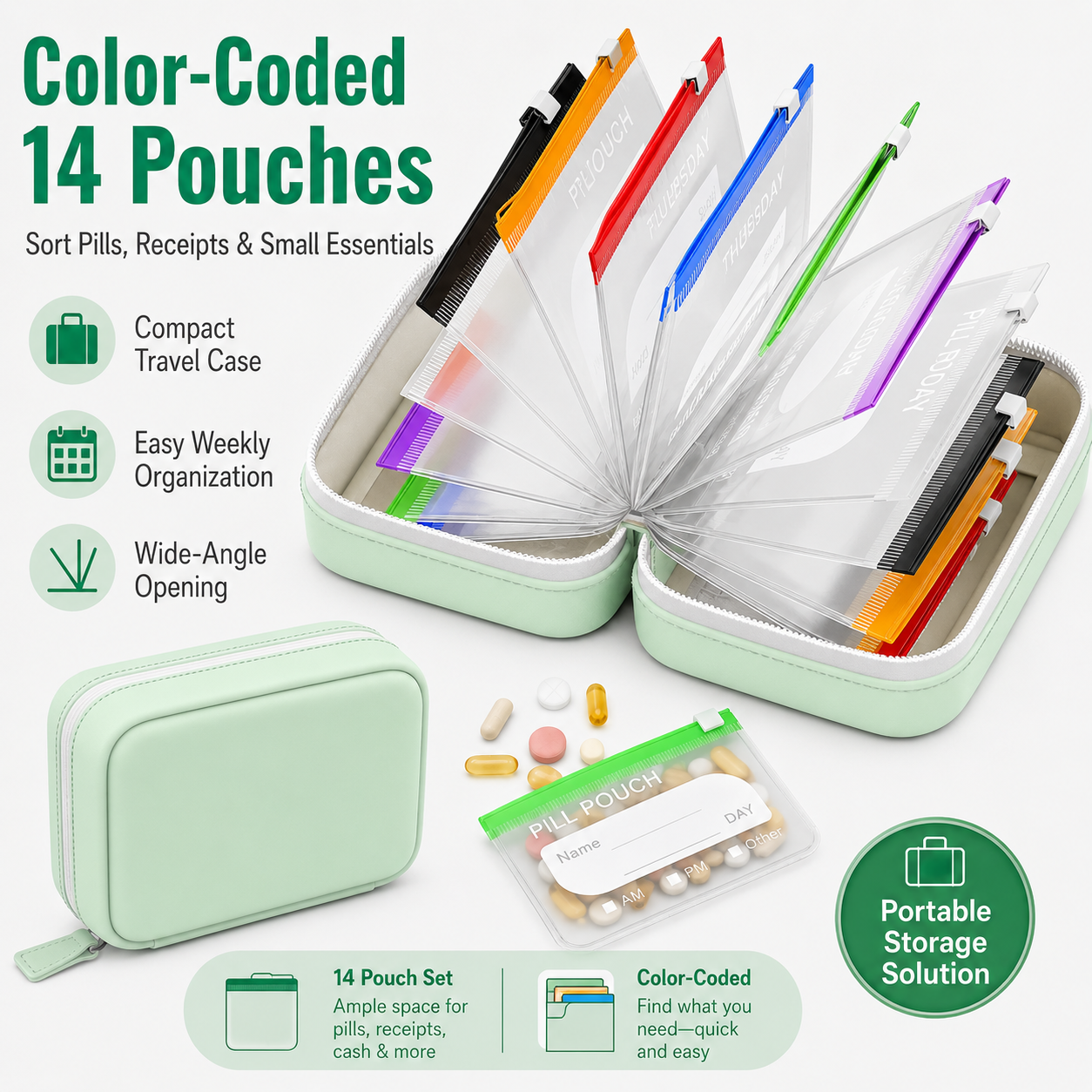 Travel Pill Organizer with 14  – обзор и цена Reusable Produce Bag