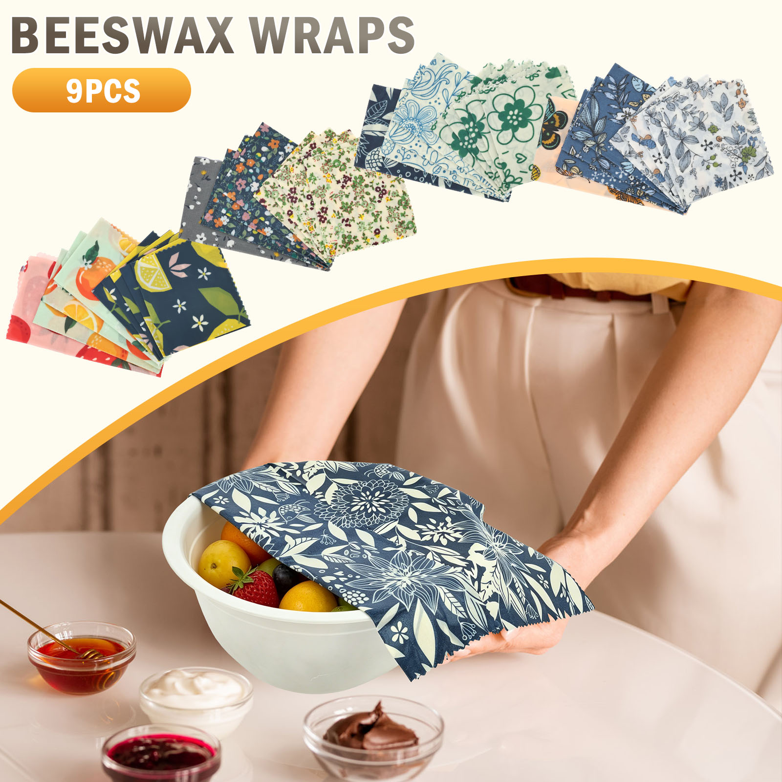 9 Pcs Organic Beeswax Wrap Reu – обзор и цена Beeswax Food Cover
