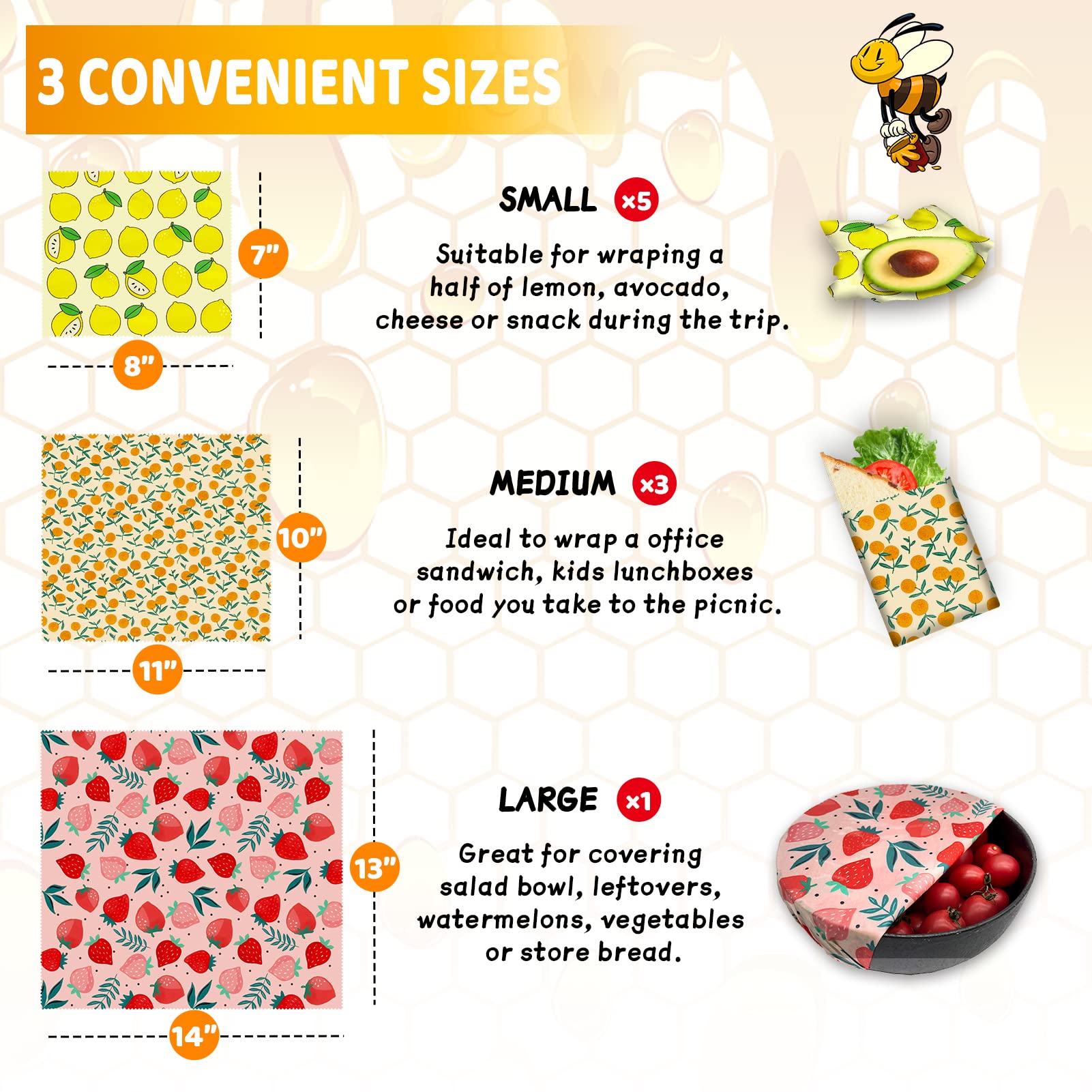 3PC/SET Beeswax Food Wraps Reu – обзор и цена Beeswax Food Cover