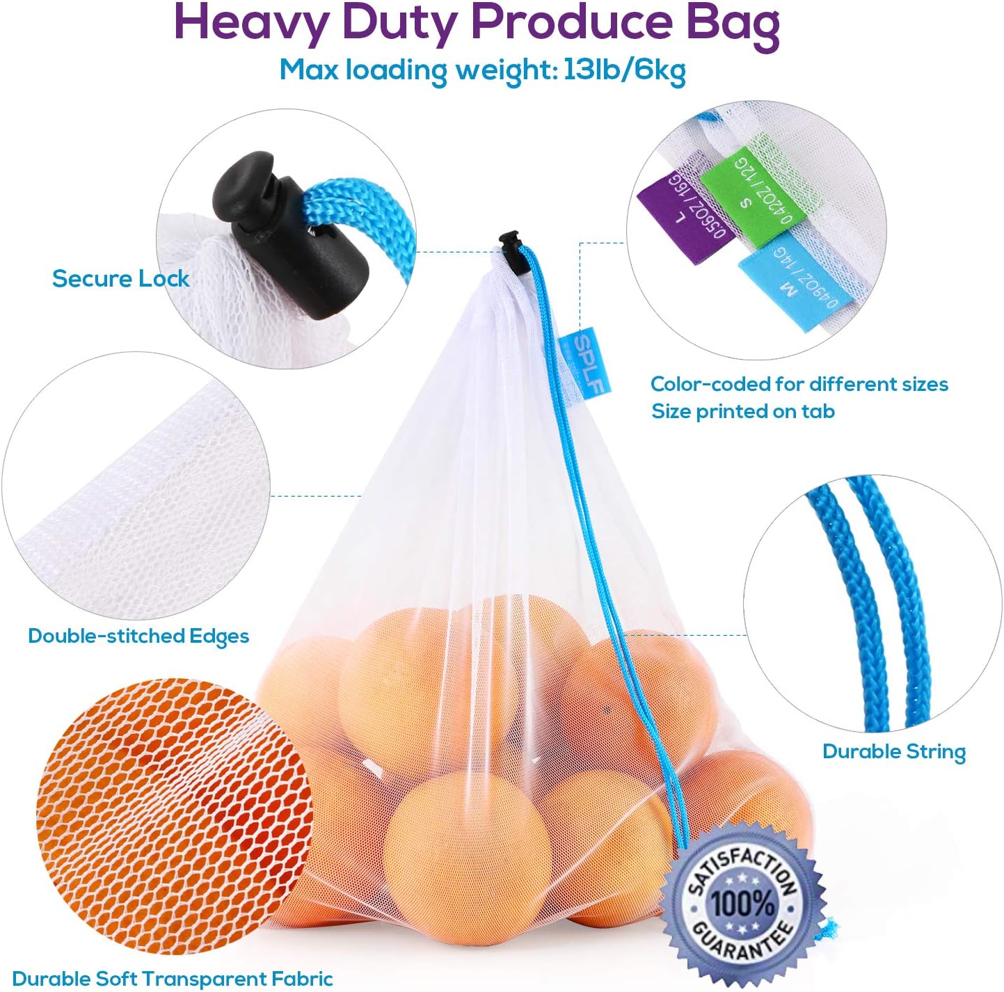 12 Pcs Reusable Mesh Produce B – обзор и цена Reusable Produce Bag