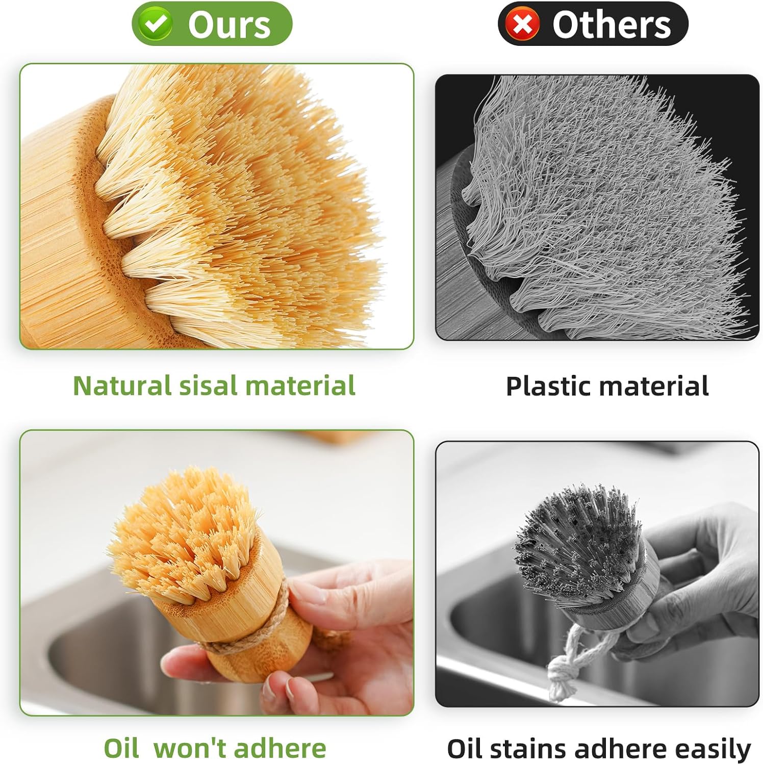 Bamboo Dish Scrub Brushes Set  – обзор и цена Dish Brush Bamboo