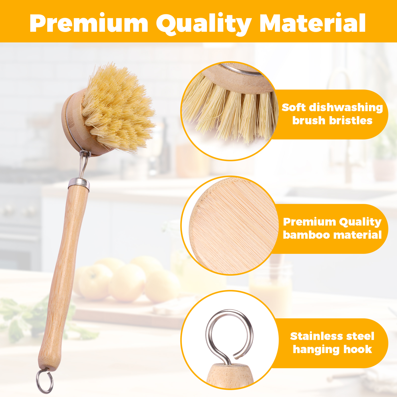 4/5Pcs Long Handle Bamboo Dish – обзор и цена Dish Brush Bamboo
