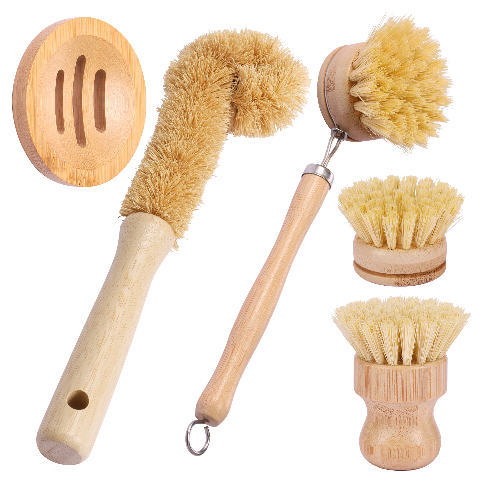 5Pcs Bamboo Dish Brush Set Pot – обзор и цена Dish Brush Bamboo