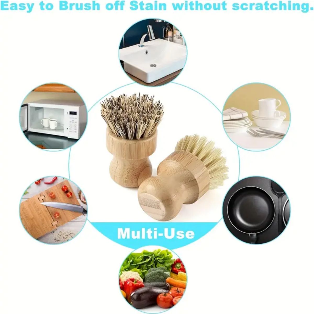 1/2/3pcs Multi-Functional Kitc – обзор и цена Dish Brush Bamboo